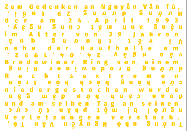 Gedenkkarte in Deutsch und Vietnamesisch (zum Umdrehen)